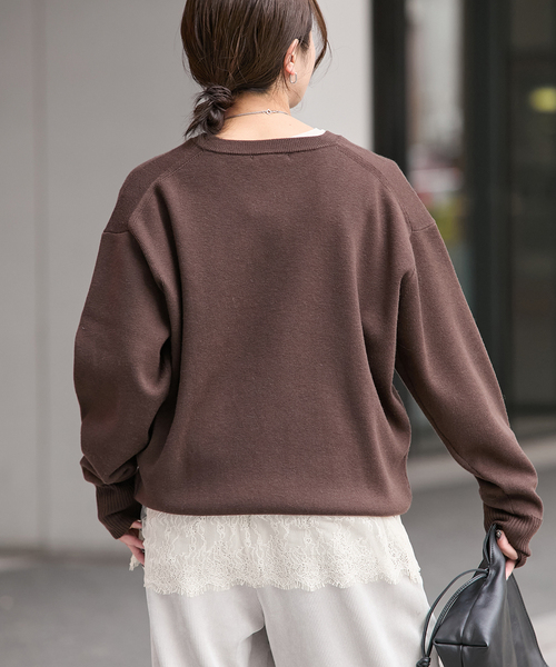 JOURNAL STANDARD（ジャーナルスタンダード）の「《追加2》レースヘム クルーネックシアーロングT（Tシャツ/カットソー・レディース・アイボリー/ブラック・FREE）」の20枚目の写真