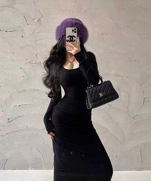 gossip！ロサンゼルス（ゴシップロサンゼルス）の「ドレープデザイン 美シルエットワンピース（ワンピース・レディース・ブラック/グレー・M）」の2枚目の写真