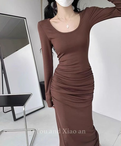 gossip！ロサンゼルス（ゴシップロサンゼルス）の「ドレープデザイン 美シルエットワンピース（ワンピース・レディース・ブラック/グレー・M）」の11枚目の写真