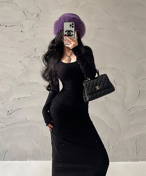 gossip！ロサンゼルス（ゴシップロサンゼルス）の「ドレープデザイン 美シルエットワンピース（ワンピース・レディース・ブラック/グレー・M）」の15枚目の写真
