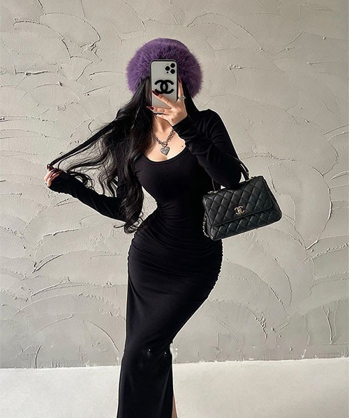 gossip！ロサンゼルス（ゴシップロサンゼルス）の「ドレープデザイン 美シルエットワンピース（ワンピース・レディース・ブラック/グレー・M）」の17枚目の写真