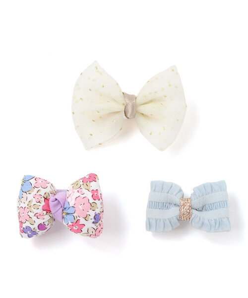 SLAP SLIP BABY（スラップスリップベビー）の「いろいろお花リボンヘアピン3点アソートベビー（その他ベビー用品・キッズ・ブルー系その他/イエロー系その他/ベージュ系その他・FREE）」の2枚目の写真