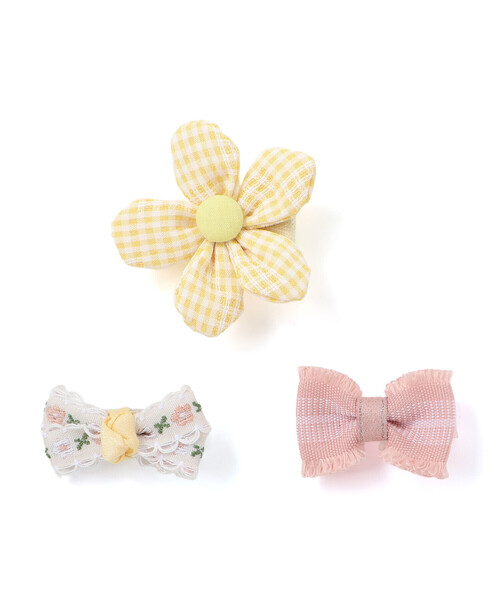 SLAP SLIP BABY（スラップスリップベビー）の「いろいろお花リボンヘアピン3点アソートベビー（その他ベビー用品・キッズ・ブルー系その他/イエロー系その他/ベージュ系その他・FREE）」の3枚目の写真