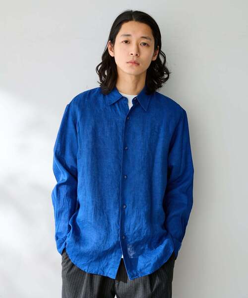 B.C STOCK(ベーセーストック)の「ヨーロッパリネン100% レギュラーカラーシャツ(シャツ/ブラウス・メンズ・ブラック/アイボリー/ホワイト/グリーン/ピンク/ブルー系その他/ブルー・MEDIUM/LARGE)」の6枚目の写真