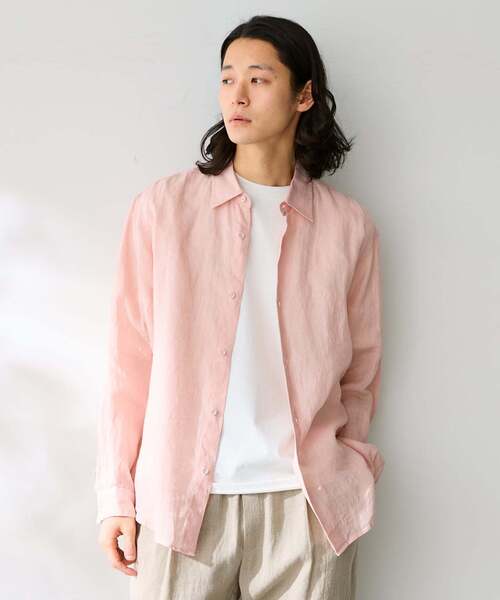 B.C STOCK(ベーセーストック)の「ヨーロッパリネン100% レギュラーカラーシャツ(シャツ/ブラウス・メンズ・ブラック/アイボリー/ホワイト/グリーン/ピンク/ブルー系その他/ブルー・MEDIUM/LARGE)」の7枚目の写真