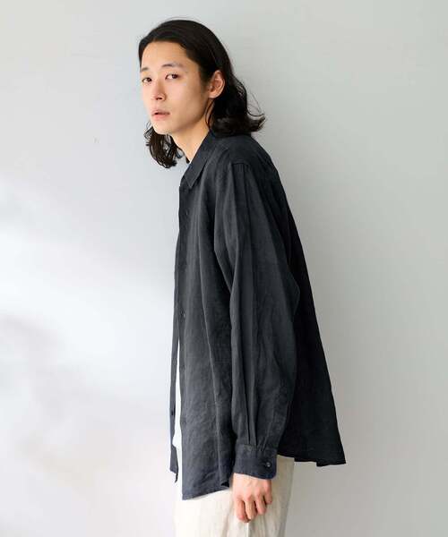 B.C STOCK(ベーセーストック)の「ヨーロッパリネン100% レギュラーカラーシャツ(シャツ/ブラウス・メンズ・ブラック/アイボリー/ホワイト/グリーン/ピンク/ブルー系その他/ブルー・MEDIUM/LARGE)」の8枚目の写真