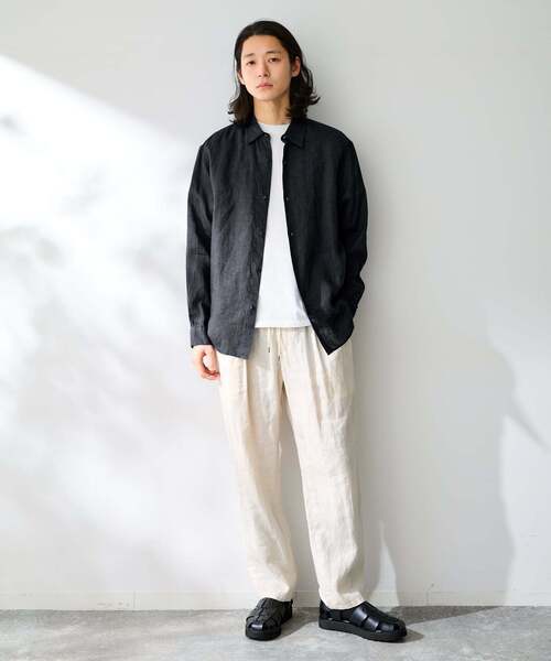 B.C STOCK(ベーセーストック)の「ヨーロッパリネン100% レギュラーカラーシャツ(シャツ/ブラウス・メンズ・ブラック/アイボリー/ホワイト/グリーン/ピンク/ブルー系その他/ブルー・MEDIUM/LARGE)」の10枚目の写真