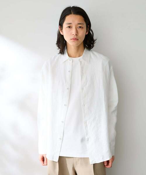 B.C STOCK(ベーセーストック)の「ヨーロッパリネン100% レギュラーカラーシャツ(シャツ/ブラウス・メンズ・ブラック/アイボリー/ホワイト/グリーン/ピンク/ブルー系その他/ブルー・MEDIUM/LARGE)」の11枚目の写真