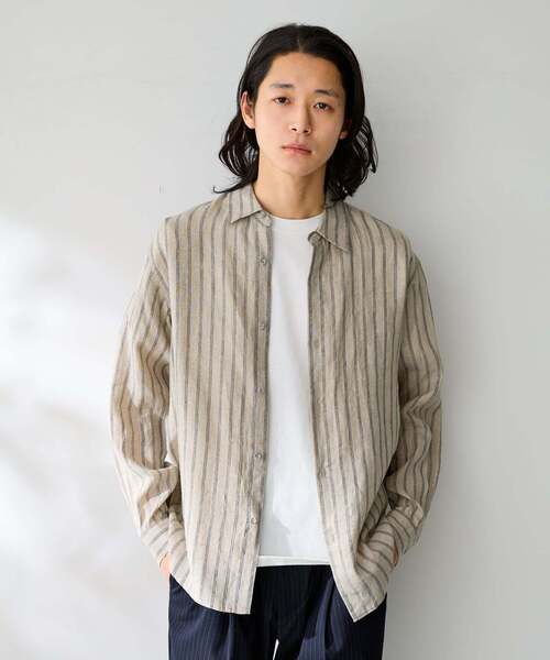 B.C STOCK(ベーセーストック)の「ヨーロッパリネン100% レギュラーカラーシャツ(シャツ/ブラウス・メンズ・ブラック/アイボリー/ホワイト/グリーン/ピンク/ブルー系その他/ブルー・MEDIUM/LARGE)」の15枚目の写真