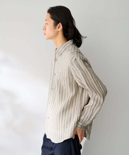 B.C STOCK(ベーセーストック)の「ヨーロッパリネン100% レギュラーカラーシャツ(シャツ/ブラウス・メンズ・ブラック/アイボリー/ホワイト/グリーン/ピンク/ブルー系その他/ブルー・MEDIUM/LARGE)」の16枚目の写真