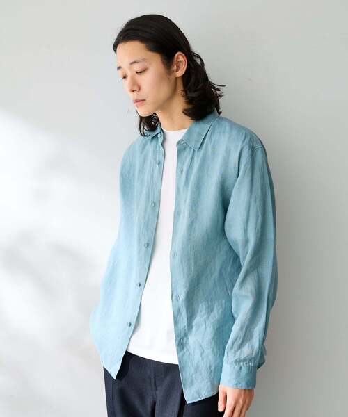 B.C STOCK(ベーセーストック)の「ヨーロッパリネン100% レギュラーカラーシャツ(シャツ/ブラウス・メンズ・ブラック/アイボリー/ホワイト/グリーン/ピンク/ブルー系その他/ブルー・MEDIUM/LARGE)」の19枚目の写真