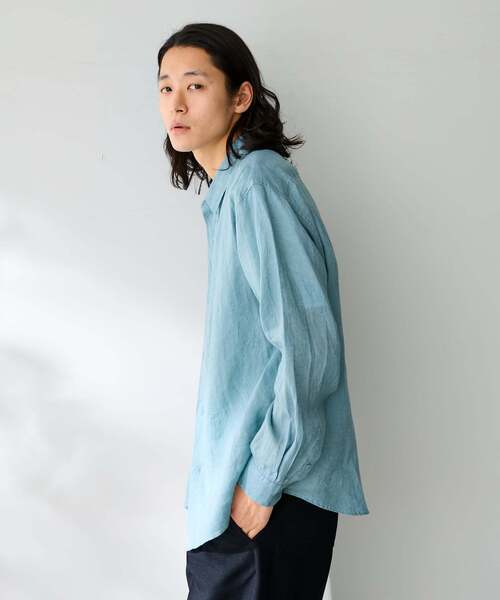 B.C STOCK(ベーセーストック)の「ヨーロッパリネン100% レギュラーカラーシャツ(シャツ/ブラウス・メンズ・ブラック/アイボリー/ホワイト/グリーン/ピンク/ブルー系その他/ブルー・MEDIUM/LARGE)」の20枚目の写真