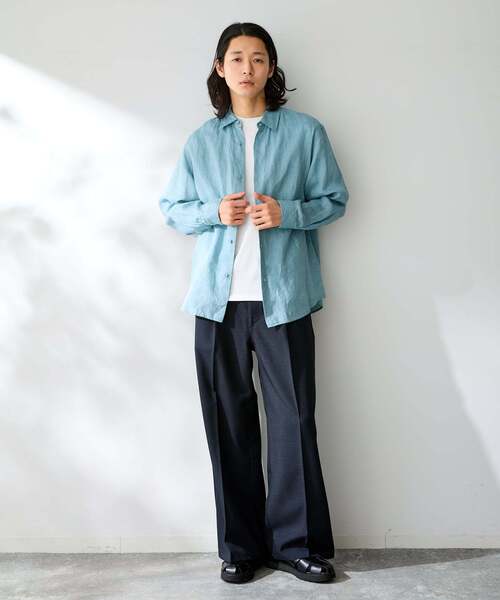 B.C STOCK(ベーセーストック)の「ヨーロッパリネン100% レギュラーカラーシャツ(シャツ/ブラウス・メンズ・ブラック/アイボリー/ホワイト/グリーン/ピンク/ブルー系その他/ブルー・MEDIUM/LARGE)」の22枚目の写真