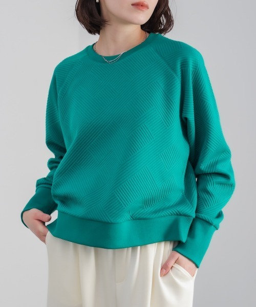 Bou Jeloud(ブージュルード)の「ジャガードプルオーバー(Tシャツ/カットソー・レディース・グリーン/オフホワイト/ブラック・FREE)」の3枚目の写真