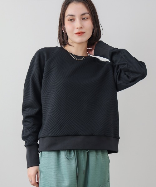 Bou Jeloud(ブージュルード)の「ジャガードプルオーバー(Tシャツ/カットソー・レディース・グリーン/オフホワイト/ブラック・FREE)」の2枚目の写真