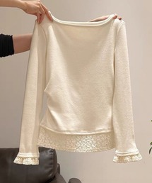 CADBURY | ﾚｰｽﾚｲﾔｰﾄﾞ風長袖ﾄｯﾌﾟｽ(Tシャツ/カットソー)