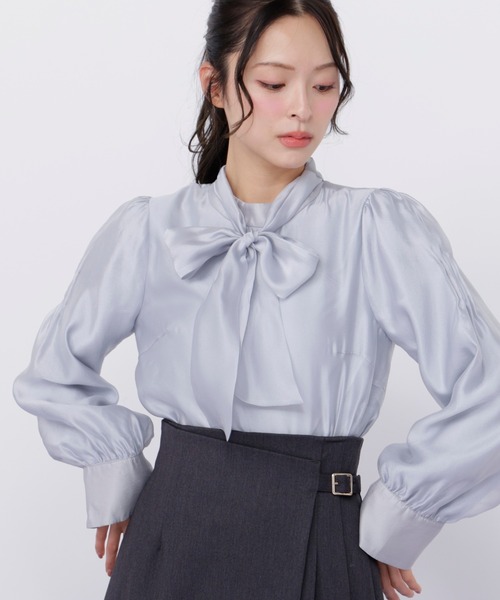 JILL by JILL STUART(ジルバイジルスチュアート)の「袖タックシアーボウタイブラウス(シャツ/ブラウス・レディース・ホワイト/ピンク/ブルー・FREE)」の13枚目の写真
