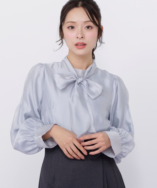 JILL by JILL STUART(ジルバイジルスチュアート)の「袖タックシアーボウタイブラウス(シャツ/ブラウス・レディース・ホワイト/ピンク/ブルー・FREE)」の12枚目の写真