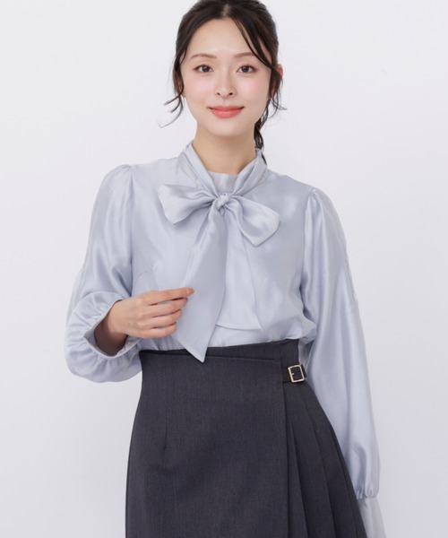 JILL by JILL STUART(ジルバイジルスチュアート)の「袖タックシアーボウタイブラウス(シャツ/ブラウス・レディース・ホワイト/ピンク/ブルー・FREE)」の14枚目の写真