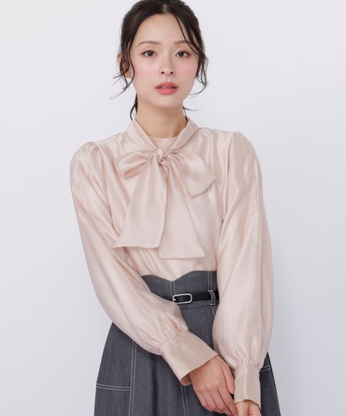 JILL by JILL STUART(ジルバイジルスチュアート)の「袖タックシアーボウタイブラウス(シャツ/ブラウス・レディース・ホワイト/ピンク/ブルー・FREE)」の7枚目の写真