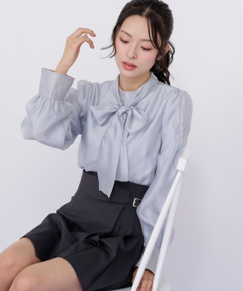 JILL by JILL STUART(ジルバイジルスチュアート)の「袖タックシアーボウタイブラウス(シャツ/ブラウス・レディース・ホワイト/ピンク/ブルー・FREE)」の16枚目の写真