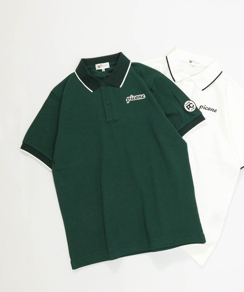 Picone CLUB(ピッコーネクラブ)の「【メンズ】コットン100%カノコポロシャツ(ポロシャツ・メンズ・ホワイト/グリーン・L/M/LL)」の2枚目の写真