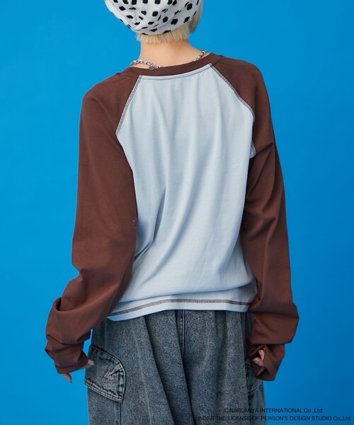 w closet(ダブルクローゼット)の「【ANGEL BLUE】ナカムラくん落書きラグランTシャツ(Tシャツ/カットソー・レディース・サックスブルー/ピンク・FREE)」の5枚目の写真