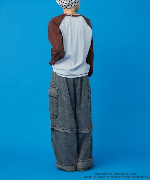w closet(ダブルクローゼット)の「【ANGEL BLUE】ナカムラくん落書きラグランTシャツ(Tシャツ/カットソー・レディース・サックスブルー/ピンク・FREE)」の13枚目の写真