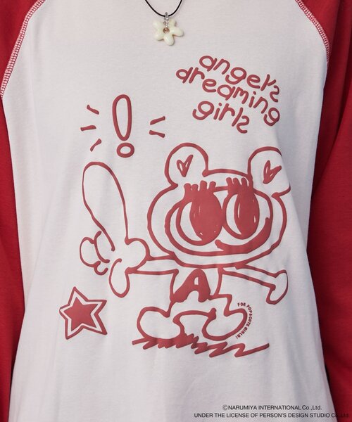 w closet ANGEL BLUE ナカムラくん落書きラグランTシャツ ANGEL BLUE】ナカムラくん落書きラグランTシャツ（Tシャツ/カットソー