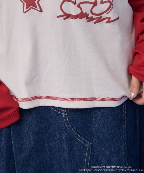 w closet(ダブルクローゼット)の「【ANGEL BLUE】ナカムラくん落書きラグランTシャツ(Tシャツ/カットソー・レディース・サックスブルー/ピンク・FREE)」の22枚目の写真