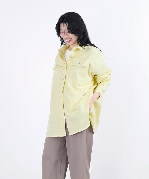 Healthy denim（ヘルシーデニム）の「【Healthy DENIM】デニムビックシャツ-Almond Super big shirt（シャツ/ブラウス・レディース・ブルー/イエロー/ライトブルー・0）」の16枚目の写真