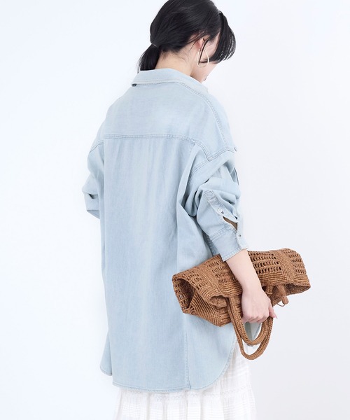 Healthy denim（ヘルシーデニム）の「【Healthy DENIM】デニムビックシャツ-Almond Super big shirt（シャツ/ブラウス・レディース・ブルー/イエロー/ライトブルー・0）」の9枚目の写真