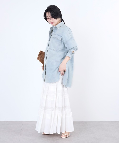 Healthy denim（ヘルシーデニム）の「【Healthy DENIM】デニムビックシャツ-Almond Super big shirt（シャツ/ブラウス・レディース・ブルー/イエロー/ライトブルー・0）」の13枚目の写真