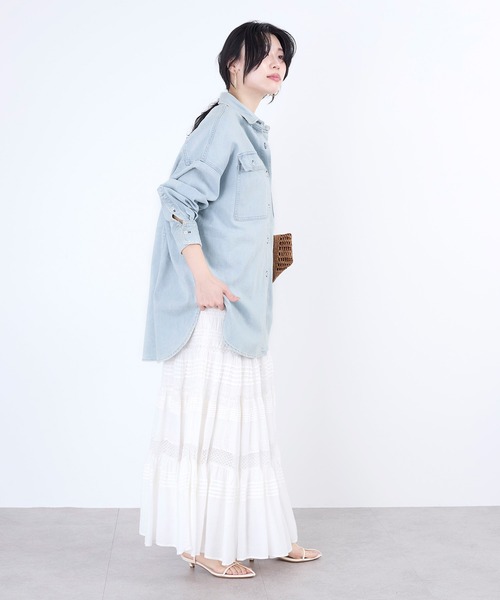 Healthy DENIM】デニムビックシャツ-Almond Super big shirt（シャツ
