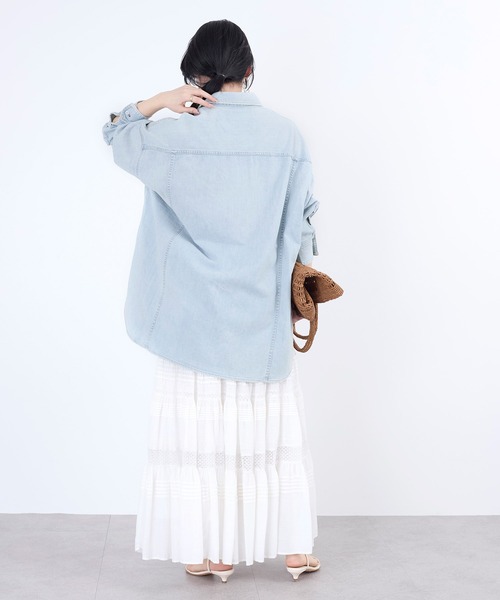 Healthy denim（ヘルシーデニム）の「【Healthy DENIM】デニムビックシャツ-Almond Super big shirt（シャツ/ブラウス・レディース・ブルー/イエロー/ライトブルー・0）」の15枚目の写真