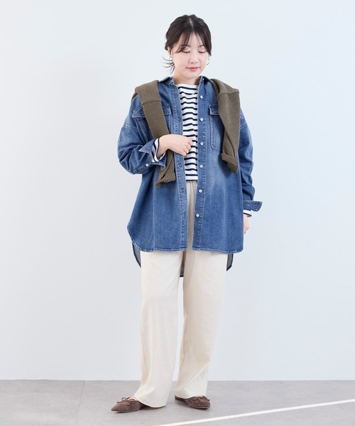 Healthy DENIM】デニムビックシャツ-Almond Super big shirt（シャツ