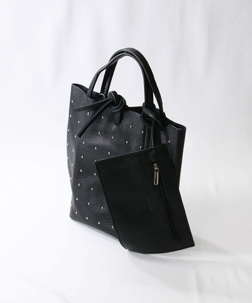 Gready Brilliant（グレディブリリアン）の「スタッズミニレザートート（トートバッグ・レディース・ブラック/アイボリー・FREE）」の2枚目の写真