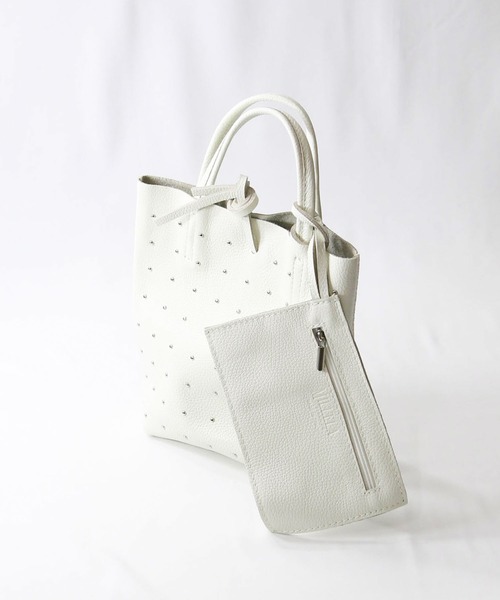 Gready Brilliant（グレディブリリアン）の「スタッズミニレザートート（トートバッグ・レディース・ブラック/アイボリー・FREE）」の4枚目の写真