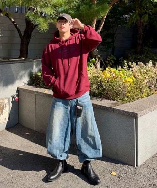 CARGOBROS（カーゴブロス）の「サークルロゴオーバーフィットフードTシャツ（バーガンディ）（パーカー・メンズ・その他・SMALL/MEDIUM/LARGE/X-LARGE/S-M/M-L/L-XL/XL-XXL）」の9枚目の写真