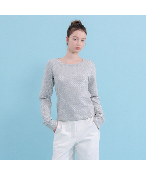 MICANE(ミケーネ)の「パウラドットストライプカラーティー(Tシャツ/カットソー・レディース・ライトグレー/ブラック・SMALL/MEDIUM/LARGE/X-LARGE)」の1枚目の写真