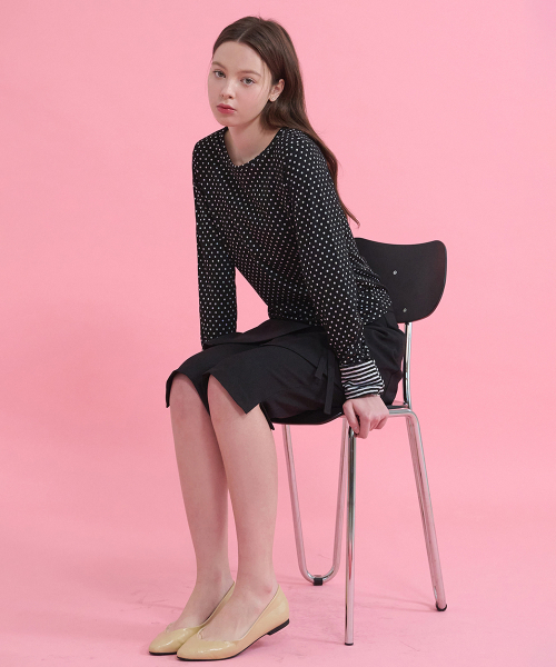 MICANE(ミケーネ)の「パウラドットストライプカラーティー(Tシャツ/カットソー・レディース・ライトグレー/ブラック・SMALL/MEDIUM/LARGE/X-LARGE)」の3枚目の写真