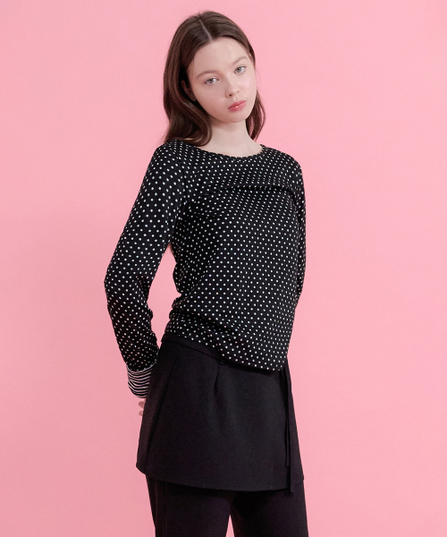 MICANE(ミケーネ)の「パウラドットストライプカラーティー(Tシャツ/カットソー・レディース・ライトグレー/ブラック・SMALL/MEDIUM/LARGE/X-LARGE)」の5枚目の写真