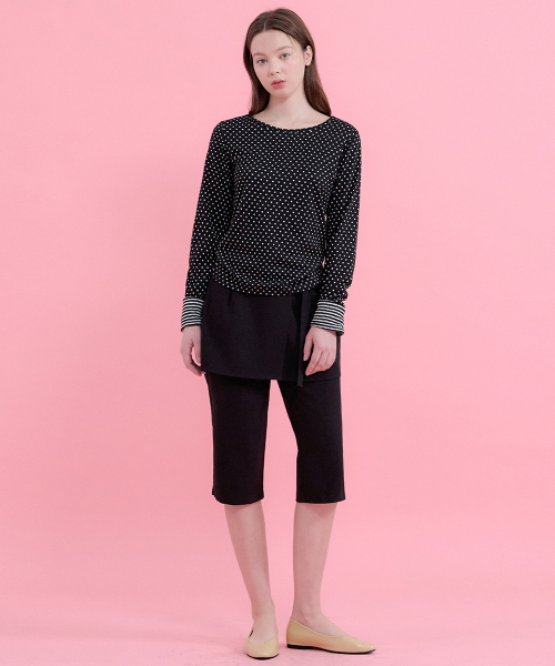 MICANE(ミケーネ)の「パウラドットストライプカラーティー(Tシャツ/カットソー・レディース・ライトグレー/ブラック・SMALL/MEDIUM/LARGE/X-LARGE)」の6枚目の写真