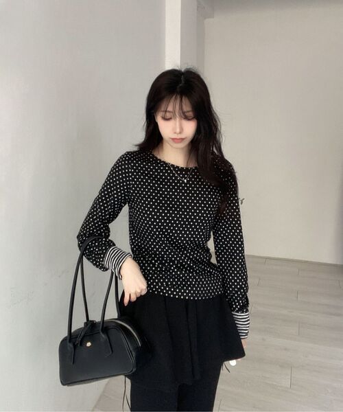 MICANE(ミケーネ)の「パウラドットストライプカラーティー(Tシャツ/カットソー・レディース・ライトグレー/ブラック・SMALL/MEDIUM/LARGE/X-LARGE)」の17枚目の写真