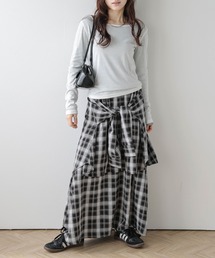 フェイクレイヤード チェック柄スカート
