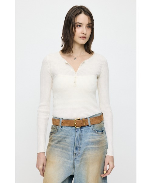 MOUSSY(マウジー)の「【26年SS新作】CALM TOUCH HENRY NECK トップス(ニット/セーター・レディース・ライトピンク/オフホワイト/杢グレー/ダークネイビー・FREE)」の20枚目の写真