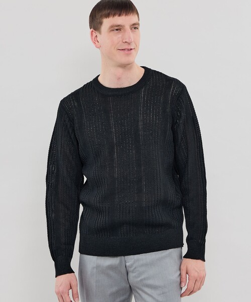 (LEON публикация) L'ANDAM MESH NECK KNIT — трикотаж с сетчатым воротом