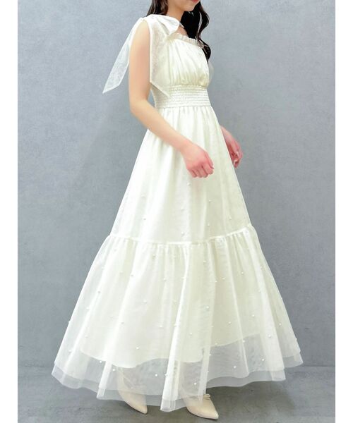 dazzlin（ダズリン）の「パールリボンチュールキャミワンピース（ワンピース・レディース・ブラック/アイボリー/グレー・MEDIUM/SMALL）」の4枚目の写真