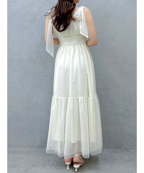 dazzlin（ダズリン）の「パールリボンチュールキャミワンピース（ワンピース・レディース・ブラック/アイボリー/グレー・MEDIUM/SMALL）」の6枚目の写真