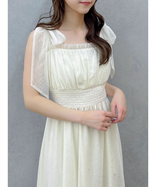 dazzlin（ダズリン）の「パールリボンチュールキャミワンピース（ワンピース・レディース・ブラック/アイボリー/グレー・MEDIUM/SMALL）」の9枚目の写真